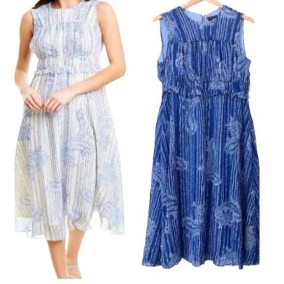 Just TAYLOR Paisley Chiffon Ruched Dress Size 2 - Picture 1 of 10